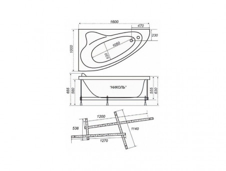 Акриловая Ванна «Triton» Николь R 160x100