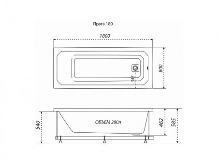 Акриловая Ванна «Triton» Прага 180x80