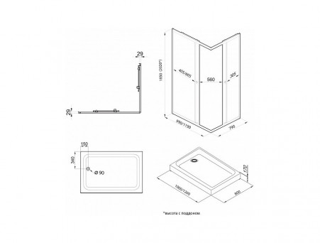 Душевой Уголок «Triton» Вента-Хром 120x80