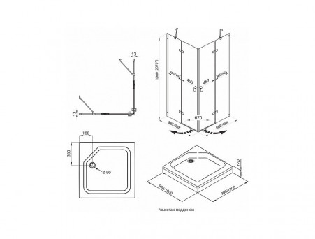 Душевой Уголок «Triton» Дельта-Хром 90x90