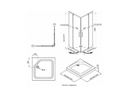 Душевой Уголок «Triton» Каппа-Хром 90x90, с Поддоном