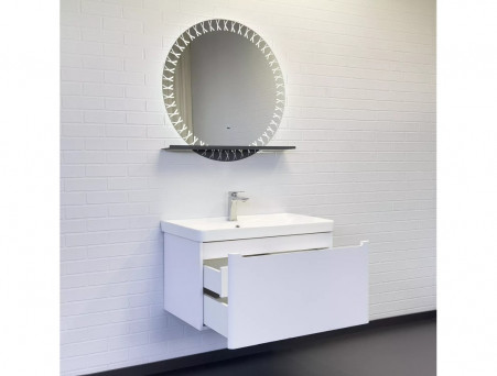 Зеркало «Comforty» Арзамас-80, LED-Подсветка, Полка-Графит, 80x80см (00-00014152CF)