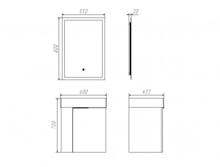 Тумба с Раковиной «Comforty» Асти-60П, Белый Глянец, 60x70см (00-00019248CF)