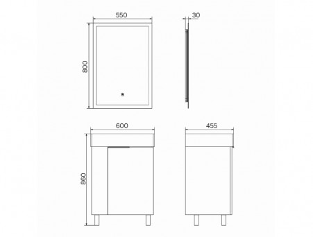 Тумба с Раковиной «Comforty» Асти-60Н, Белый Глянец, 60x86см (00-00019247CF)