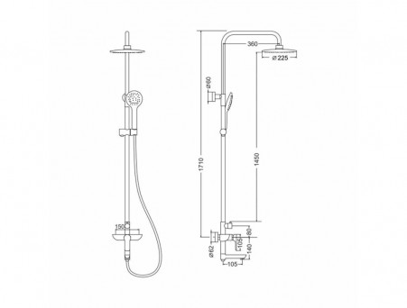 Душевая Система «Gross Aqua» Evo, Латунь, Черный (GA9017SMD05MB)
