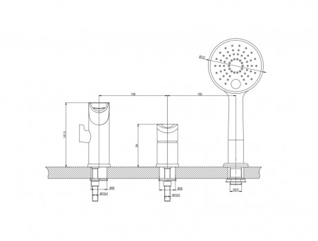 Смеситель для Ванны «Gross Aqua» Space White Chrome Врезной, Латунь, Белый (1209288СW)