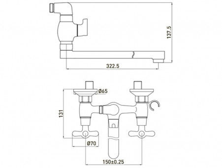 Смеситель для Ванны «Gross Aqua» Retro, Латунь, Хром (7016083С-35L(F)-Н)
