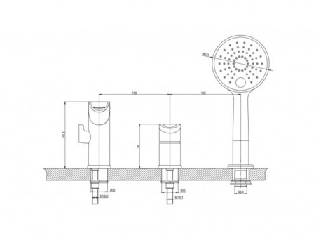 Смеситель для Ванны «Gross Aqua» Space, Врезной, Латунь, Хром (1209288С)