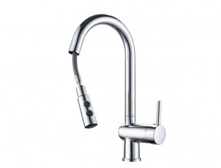 Смеситель для Кухни «Gross Aqua» Extra, Вытяжной Излив, Латунь, Хром (3140609С)