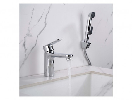 Смеситель для Раковины «Aquatek» Ника 90, с Гигиеническим Ручным Душем, Хром (AQ1812CR)