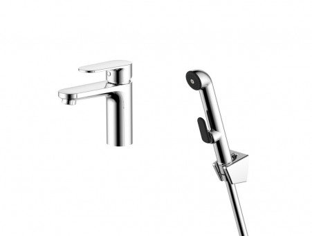 Смеситель для Раковины «Aquatek» Ника 90, с Гигиеническим Ручным Душем, Хром (AQ1812CR)