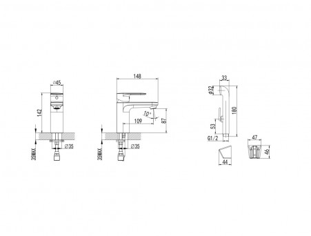 Смеситель для Раковины «Aquatek» Ника 90, с Гигиеническим Ручным Душем, Хром (AQ1812CR)