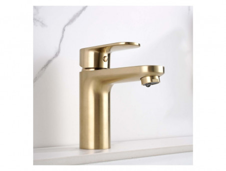 Смеситель для Раковины «Aquatek» Ника 90, с Гигиеническим Ручным Душем, Золото Шлифованное (AQ1812BG)