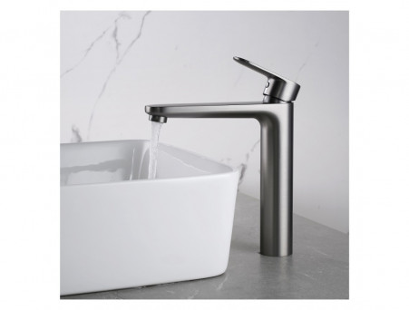 Смеситель для Раковины «Aquatek» Ника 190, без Донного Клапана, Оружейная Сталь (AQ1804BGM)