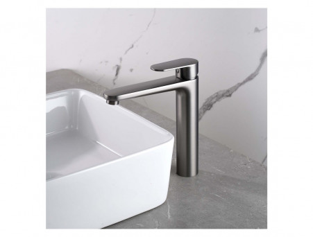 Смеситель для Раковины «Aquatek» Ника 190, без Донного Клапана, Оружейная Сталь (AQ1804BGM)