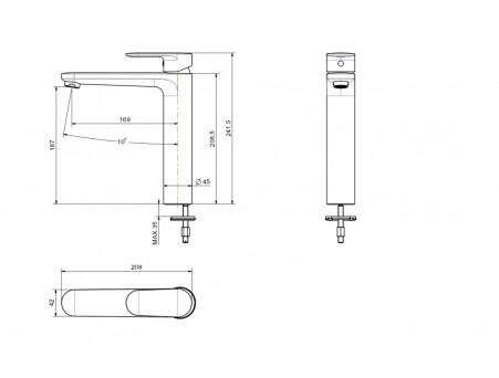 Смеситель для Раковины «Aquatek» Ника 190, без Донного Клапана, Оружейная Сталь (AQ1804BGM)