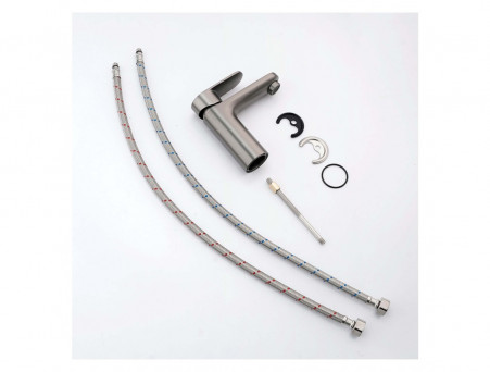 Смеситель для Раковины «Aquatek» Ника 90, без Донного Клапана, Оружейная Сталь (AQ1810BGM)