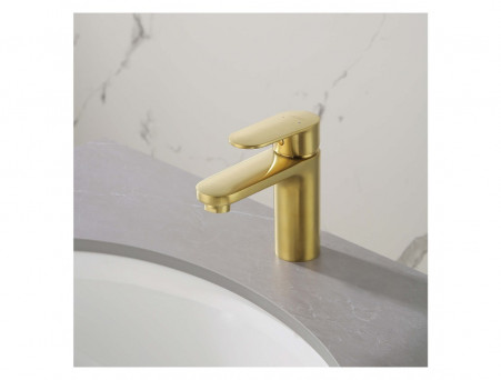 Смеситель для Раковины «Aquatek» Ника 90, без Донного Клапана, Золото Шлифованное (AQ1810BG)