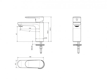 Смеситель для Раковины «Aquatek» Ника 90, без Донного Клапана, Хром (AQ1810CR)