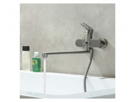 Смеситель для Ванны «Aquatek» Ника, Длинный Излив, Оружейная Сталь (AQ1842BGM)