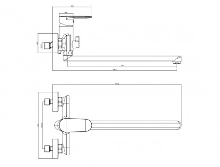 Смеситель для Ванны «Aquatek» Ника, Длинный Излив, Черный Матовый (AQ1842MB)