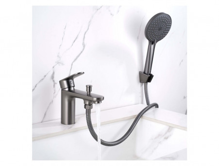 Смеситель для Ванны «Aquatek» Ника, Бортовой, 1 Отверстие, Оружейная Сталь (AQ1844BGM)