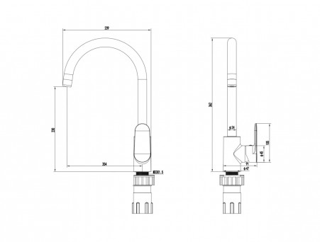 Смеситель для Кухни «Aquatek» Ника, Полукруглый Излив, Оружейная Сталь (AQ1882BGM)