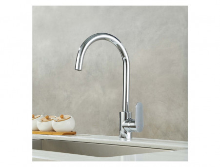 Смеситель для Кухни «Aquatek» Ника, Полукруглый Излив, Хром (AQ1882CR)