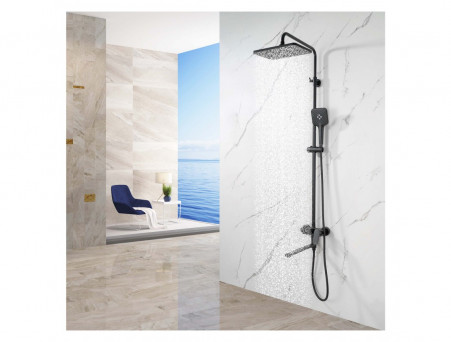 Душевая Система «Aquatek» Ника, 3 Jet, Длинный Излив, Черный Матовый (AQ2840MB)