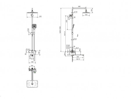 Душевая Система «Aquatek» Ника, 3 Jet, Длинный Излив, Черный Матовый (AQ2840MB)