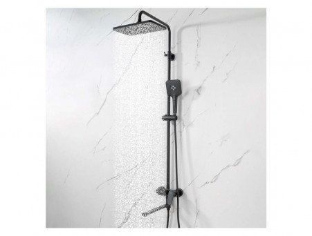 Душевая Система «Aquatek» Ника, 3 Jet, Длинный Излив, Черный Матовый (AQ2840MB)