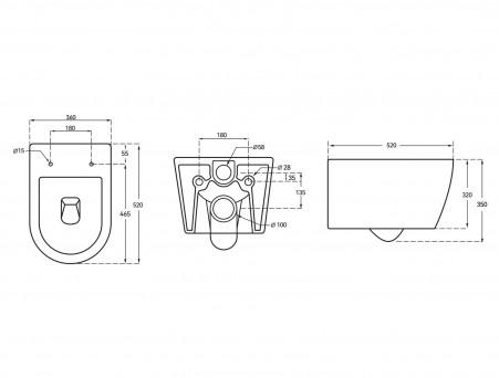 Унитаз Подвесной «Taliente» Amato Esteso T3, Белый (AE65053)