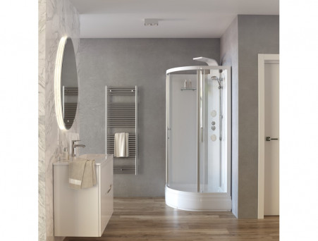 Душевая Кабина «Taliente» Четверть Круга, Средний Поддон, Белый, Прозрачное Стекло, 90х90  (TA-99CW)