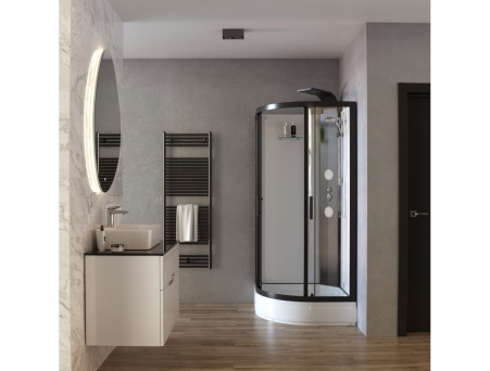 Душевая Кабина «Taliente» Четверть Круга, Средний Поддон, Черный, Прозрачное Стекло, 90х90 (TA-99CB)