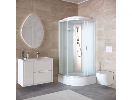 Душевая Кабина «Taliente» Четверть Круга, Средний Поддон, Хром, Рифлёное Стекло, 90х90 (TA-9091M)