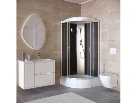 Душевая Кабина «Taliente» Четверть Круга, Средний Поддон, Хром, Тонированное Стекло, 90х90 (TA-9091G)