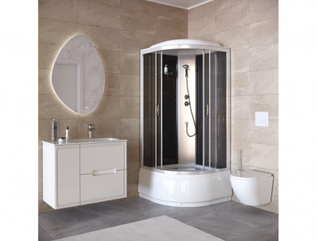 Душевая Кабина «Taliente» Четверть Круга, Высокий Поддон, Хром, Тонированное Стекло, 90х90 (TA-9090G)