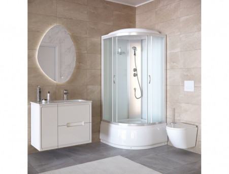 Душевая Кабина «Taliente» Четверть Круга, Высокий Поддон, Хром, Рифлёное Стекло, 80х80 (TA-8080M)