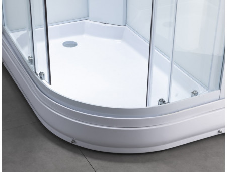 Душевая Кабина «Taliente» Асимметричная, Средний Поддон, Белый, Прозрачное Стекло, 120х80 (TA-128CW(L))