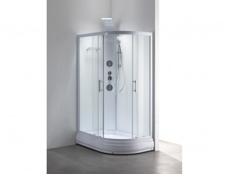 Душевая Кабина «Taliente» Асимметричная, Средний Поддон, Белый, Прозрачное Стекло, 120х80 (TA-128CW(L))