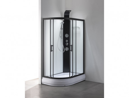 Душевая Кабина «Taliente» Асимметричная, Средний Поддон, Черный, Прозрачное Стекло, 120х80 (TA-128CB(R))
