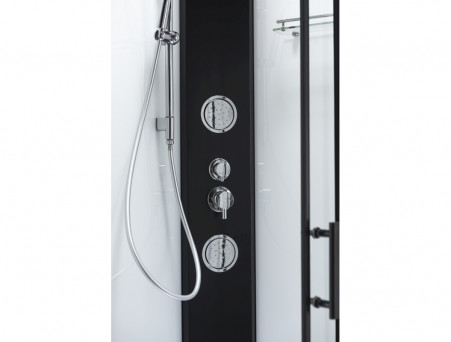 Душевая Кабина «Taliente» Асимметричная, Средний Поддон, Черный, Прозрачное Стекло, 120х80 (TA-128CB(R))