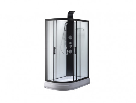 Душевая Кабина «Taliente» Асимметричная, Средний Поддон, Черный, Прозрачное Стекло, 120х80 (TA-128CB(R))