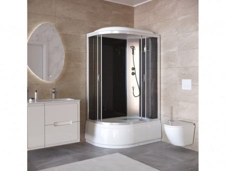 Душевая Кабина «Taliente» Асимметричная, Высокий Поддон, Хром, Тонированное Стекло, 120х80 (TA-12080G(R))