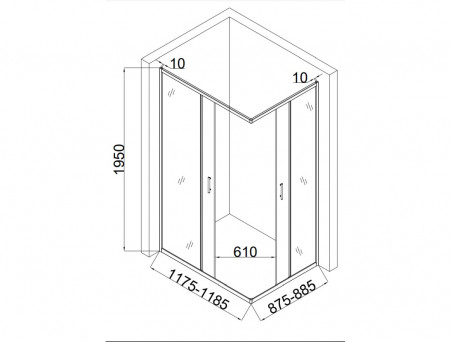 Душевой Уголок «Taliente» Прозрачное Стекло, 6мм, Черный Матовый, 120х90 (TA-09120-1CB)
