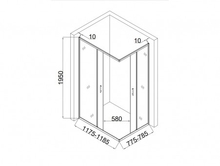 Душевой Уголок «Taliente» Прозрачное Стекло, 6мм, Черный Матовый, 120х80 (TA-08120-1CB)