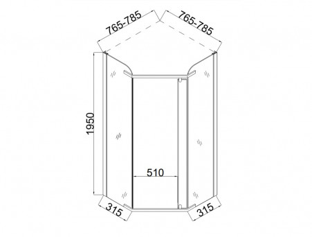 Душевой Уголок «Taliente» Прозрачное Стекло, 6мм, Черный Матовый, 80х80 (TA-08083-1CB)