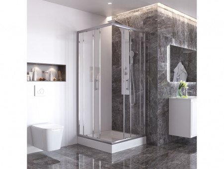 Душевой Уголок «Taliente» Прозрачное Стекло, 6мм, Хром, 80х80 (TA-08082-1CP)