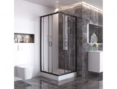 Душевой Уголок «Taliente» Прозрачное Стекло, 6мм, Черный Матовый, 80х80 (TA-08082-1CB)