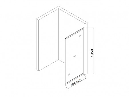 Душевая Перегородка «Taliente» Прозрачное Стекло, 6мм, Черный, 100х195 (TA-10-1CB)